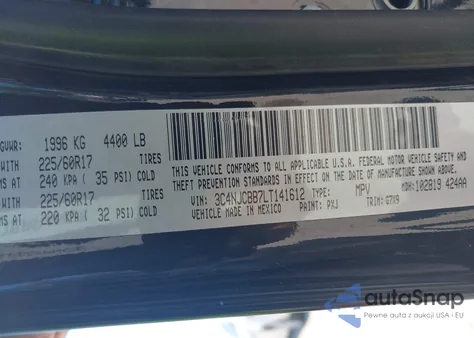 2020 Jeep Compass Latitude Fwd from USA, damaged, VIN 3C4NJCBB7LT141612